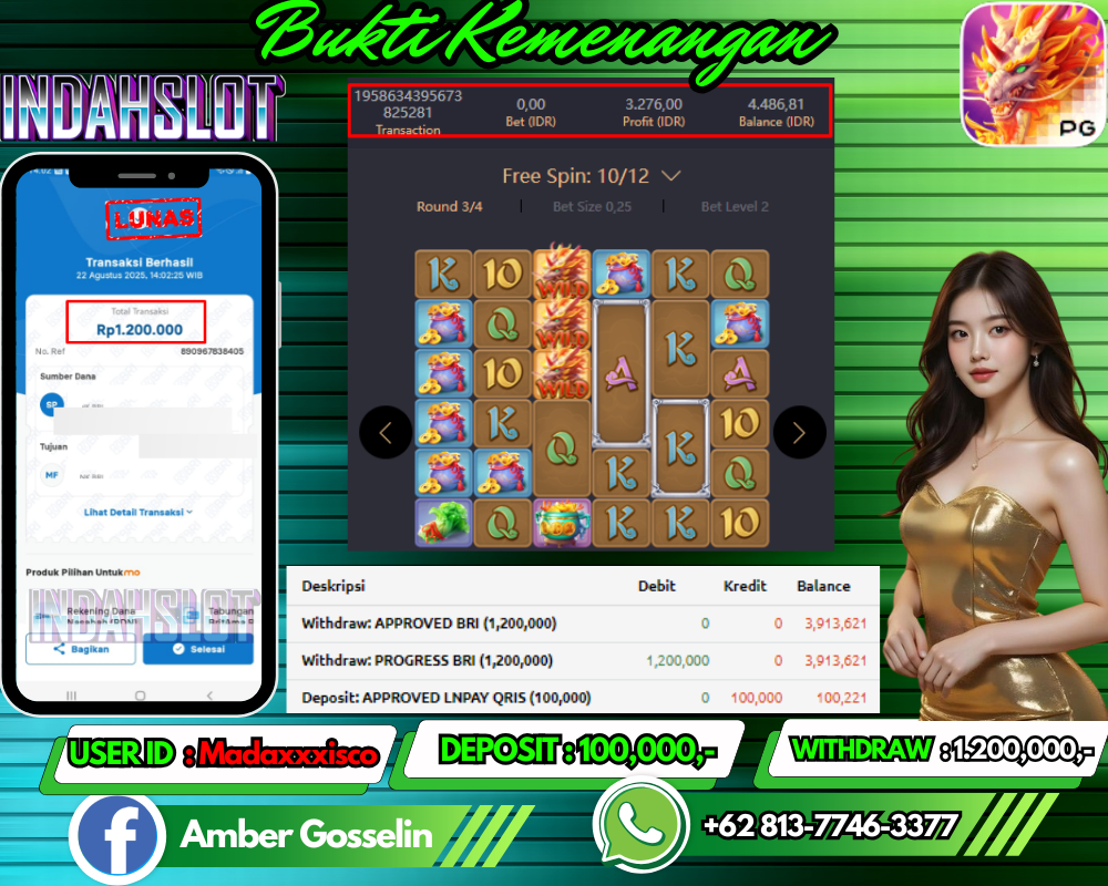 INDAHSLOT JACKPOT WAYS OF THE QILIN  Rp.1.200,000,- LUNAS!!