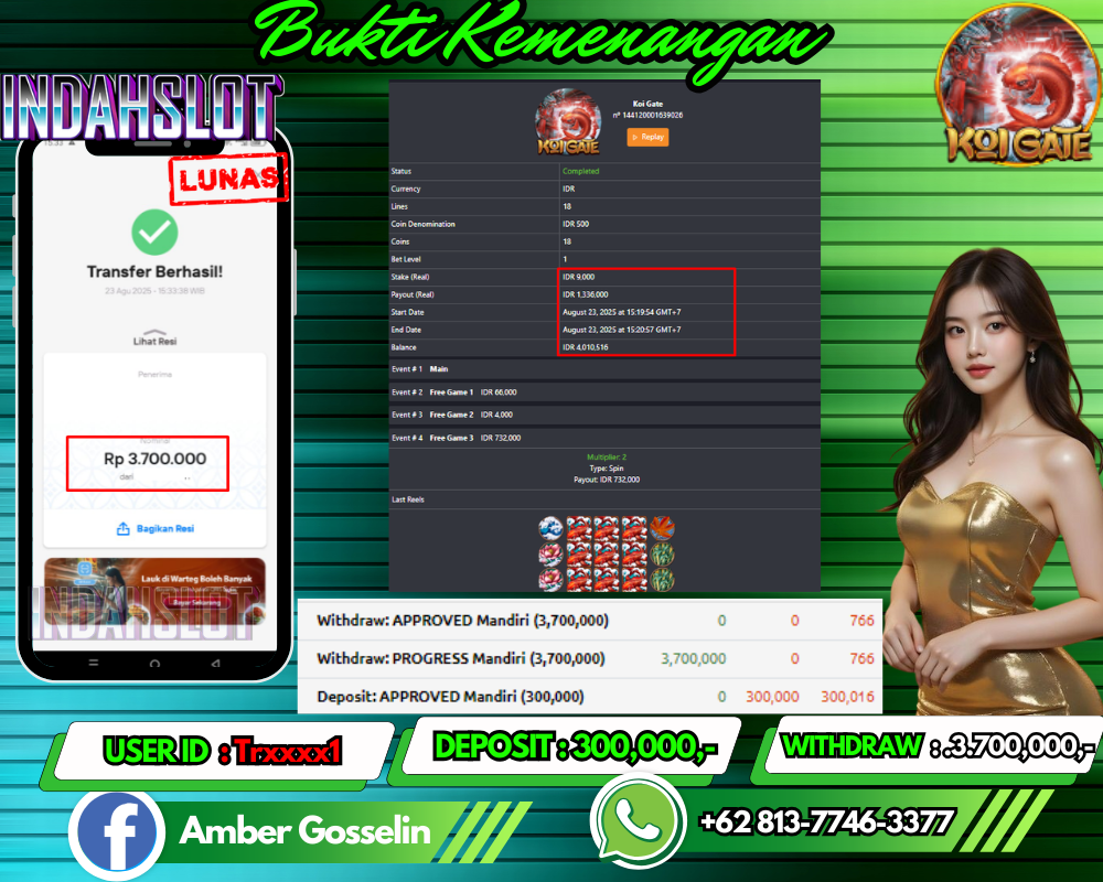 INDAHSLOT KOI GATE Rp.3.700,000,- LUNAS!!