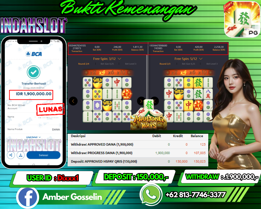 INDAHSLOT MAHJONG WAYS Rp.1.900,000,- LUNAS!!