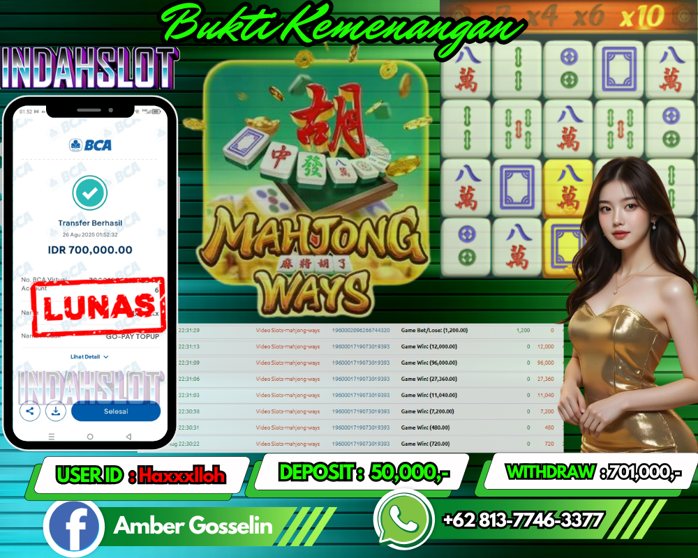 INDAHSLOT MAHJONG WAYS Rp.701,000,- LUNAS!!