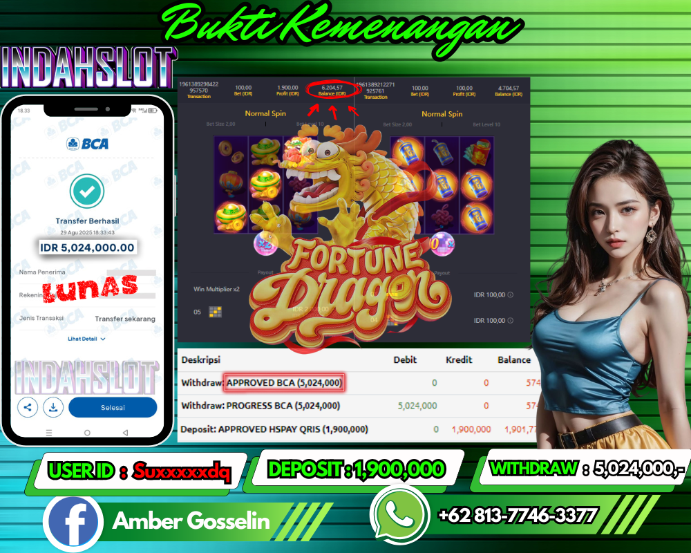 INDAHSLOT FORTUNE DRAGON 1000 Rp 5,024,000,- LUNAS!!