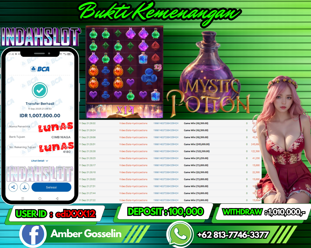 INDAHSLOT MISTIC POTION Rp 1,010,000,- LUNAS!!
