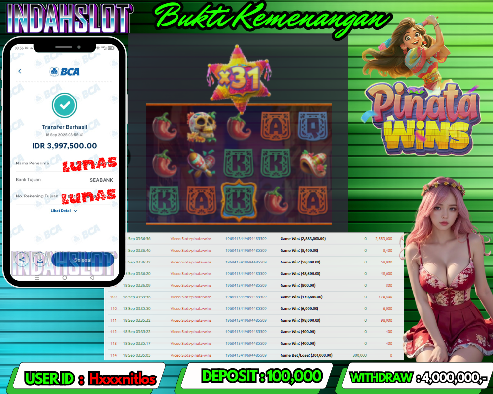 INDAHSLOT PINATA WINS Rp 4,000,000,- LUNAS!!