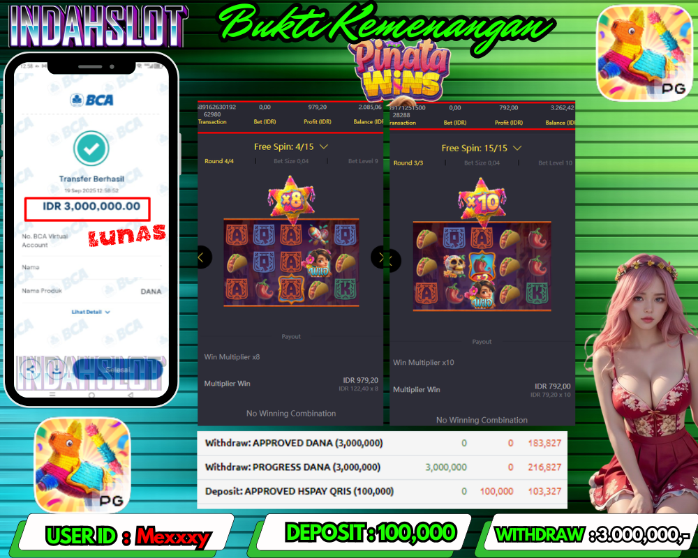 INDAHSLOT PINATA WINS  Rp 3.000,000,- LUNAS!!