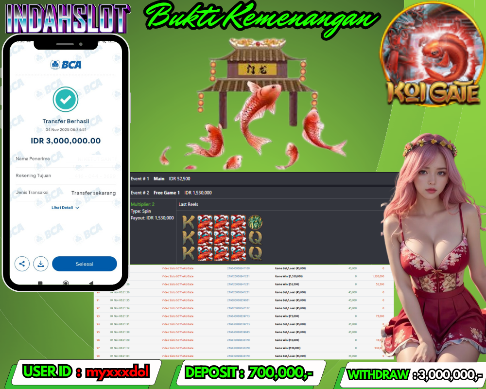 INDAHSLOT KOI GATE Rp 3,000,000,- LUNAS!!