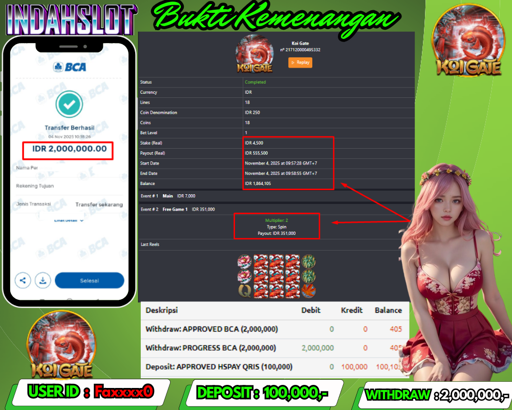 INDAHSLOT KOI GATE Rp 2,000,000,- LUNAS!!