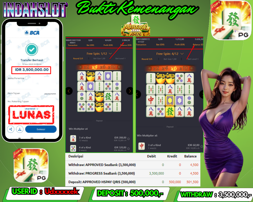 INDAHSLOT MAHJONG WAYS 1 Rp. 3,500,000,LUNAS